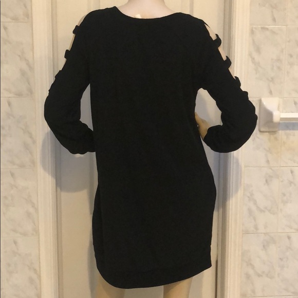BLACK CAGE SLEEVE KNIT DRESS - Picture 8 of 9